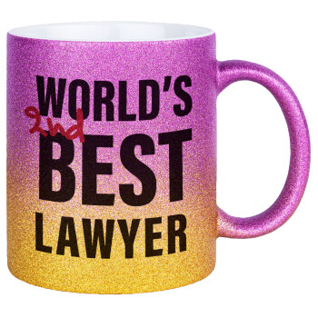 2nd, World Best Lawyer , Κούπα Χρυσή/Ροζ Glitter, κεραμική, 330ml