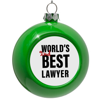 2nd, World Best Lawyer , Green Christmas tree ornament bauble 8cm