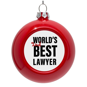 2nd, World Best Lawyer , Στολίδι Χριστουγεννιάτικη μπάλα δένδρου Κόκκινη 8cm
