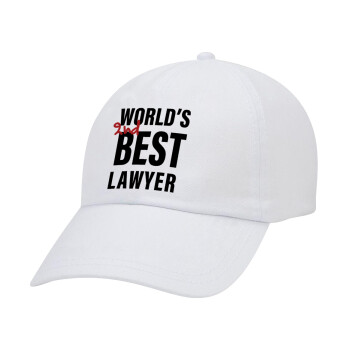 2nd, World Best Lawyer , Καπέλο Ενηλίκων Baseball Λευκό 5-φύλλο (POLYESTER, ΕΝΗΛΙΚΩΝ, UNISEX, ONE SIZE)