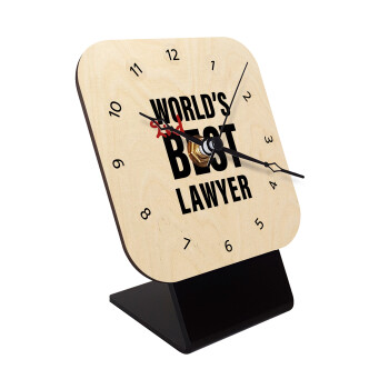 2nd, World Best Lawyer , Quartz Table clock in natural wood (10cm)