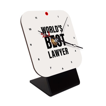 2nd, World Best Lawyer , Quartz Wooden table clock with hands (10cm)