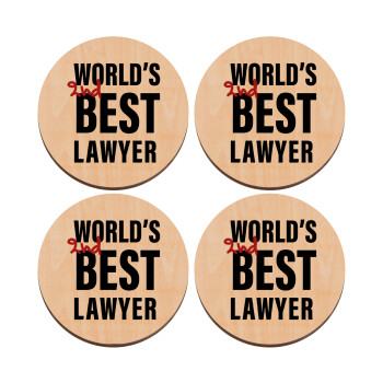2nd, World Best Lawyer , ΣΕΤ x4 Σουβέρ ξύλινα στρογγυλά plywood (9cm)