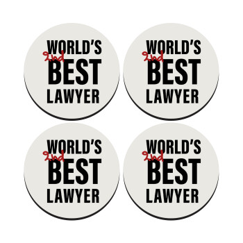 2nd, World Best Lawyer , SET of 4 round wooden coasters (9cm)