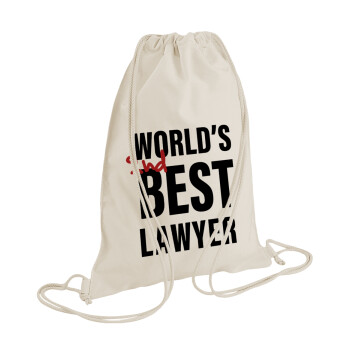2nd, World Best Lawyer , Τσάντα πλάτης πουγκί GYMBAG natural (28x40cm)