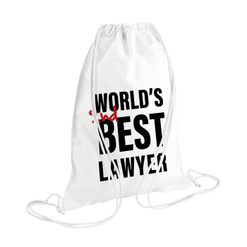 2nd, World Best Lawyer , Τσάντα πλάτης πουγκί GYMBAG λευκή (28x40cm)