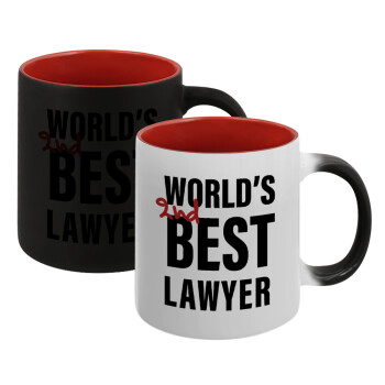 2nd, World Best Lawyer , Κούπα Μαγική εσωτερικό κόκκινο, κεραμική, 330ml που αλλάζει χρώμα με το ζεστό ρόφημα (1 τεμάχιο)