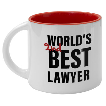 2nd, World Best Lawyer , Κούπα κεραμική 400ml Λευκή/Κόκκινη