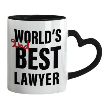 2nd, World Best Lawyer , Κούπα καρδιά χερούλι μαύρη, κεραμική, 330ml
