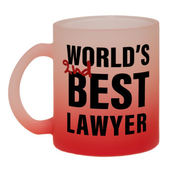 2nd, World Best Lawyer , Κούπα γυάλινη δίχρωμη με βάση το κόκκινο ματ, 330ml