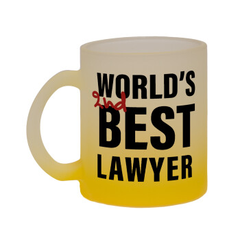 2nd, World Best Lawyer , Κούπα γυάλινη δίχρωμη με βάση το κίτρινο ματ, 330ml