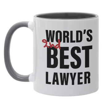 2nd, World Best Lawyer , Κούπα χρωματιστή γκρι, κεραμική, 330ml