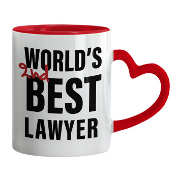 2nd, World Best Lawyer , Mug heart red handle, ceramic, 330ml