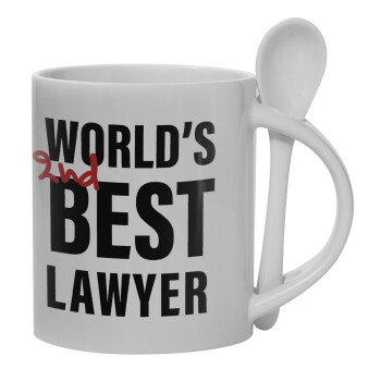 2nd, World Best Lawyer , Κούπα, κεραμική με κουταλάκι, 330ml (1 τεμάχιο)