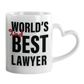 2nd, World Best Lawyer , Κούπα καρδιά χερούλι λευκή, κεραμική, 330ml