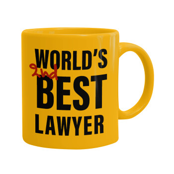 2nd, World Best Lawyer , Κούπα, κεραμική κίτρινη, 330ml