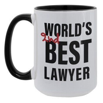 2nd, World Best Lawyer , Κούπα Mega 15oz, κεραμική Μαύρη, 450ml