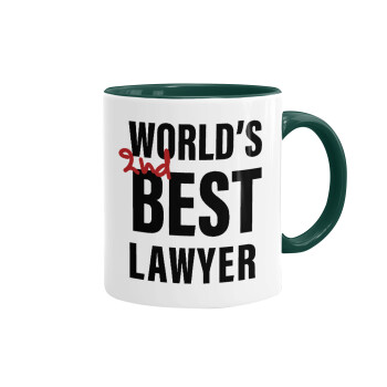 2nd, World Best Lawyer , Κούπα χρωματιστή πράσινη, κεραμική, 330ml