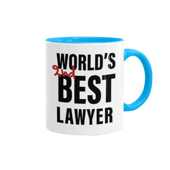 2nd, World Best Lawyer , Mug colored light blue, ceramic, 330ml