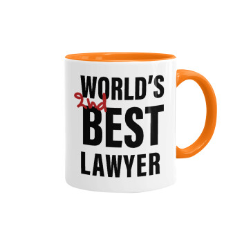 2nd, World Best Lawyer , Κούπα χρωματιστή πορτοκαλί, κεραμική, 330ml