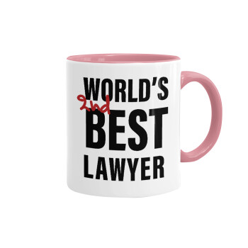 2nd, World Best Lawyer , Κούπα χρωματιστή ροζ, κεραμική, 330ml