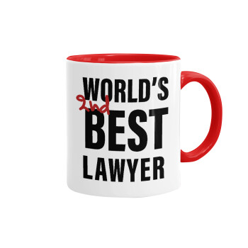 2nd, World Best Lawyer , Κούπα χρωματιστή κόκκινη, κεραμική, 330ml