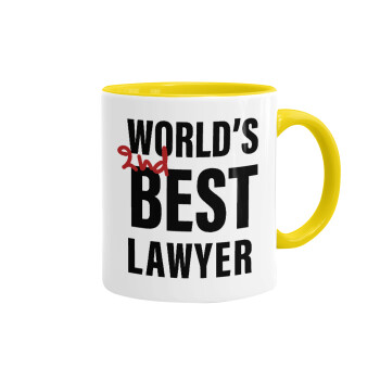 2nd, World Best Lawyer , Κούπα χρωματιστή κίτρινη, κεραμική, 330ml