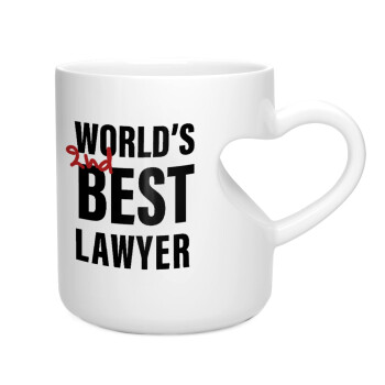 2nd, World Best Lawyer , Κούπα καρδιά λευκή, κεραμική, 330ml