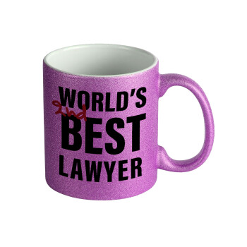 2nd, World Best Lawyer , Κούπα Μωβ Glitter που γυαλίζει, κεραμική, 330ml