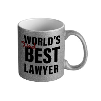 2nd, World Best Lawyer , Κούπα Ασημένια Glitter που γυαλίζει, κεραμική, 330ml