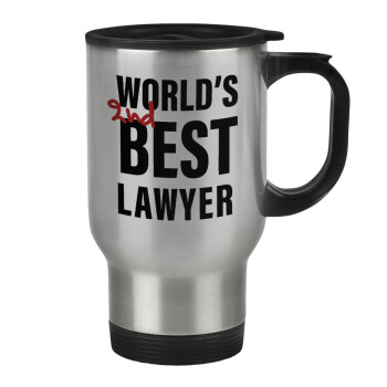 2nd, World Best Lawyer , Κούπα ταξιδιού ανοξείδωτη με καπάκι, διπλού τοιχώματος (θερμό) 450ml