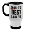 2nd, World Best Lawyer , Κούπα ταξιδιού ανοξείδωτη με καπάκι, διπλού τοιχώματος (θερμό) λευκή 450ml