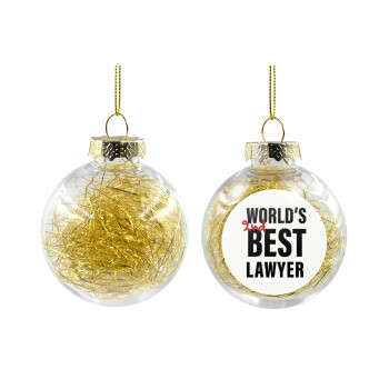 2nd, World Best Lawyer , Χριστουγεννιάτικη μπάλα δένδρου διάφανη με χρυσό γέμισμα 8cm