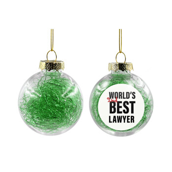 2nd, World Best Lawyer , Χριστουγεννιάτικη μπάλα δένδρου διάφανη με πράσινο γέμισμα 8cm