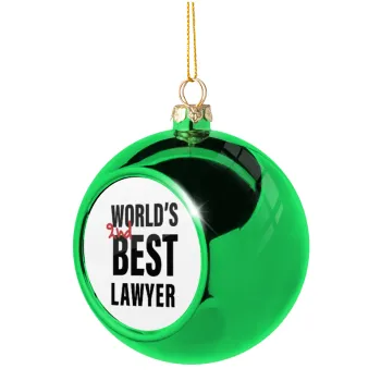 2nd, World Best Lawyer , Green Christmas tree ornament ball 8cm