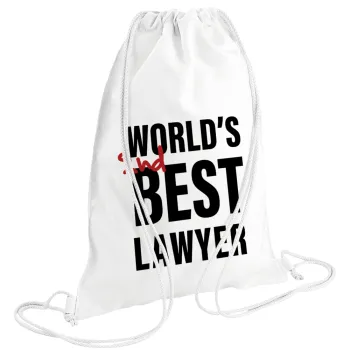 2nd, World Best Lawyer , Τσάντα πλάτης πουγκί GYMBAG λευκή (28x40cm)