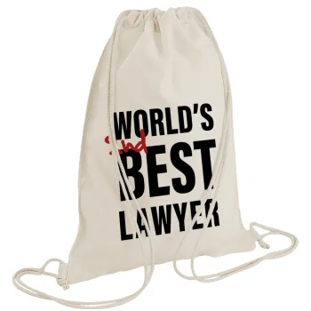 2nd, World Best Lawyer , Τσάντα πλάτης πουγκί GYMBAG natural (28x40cm)