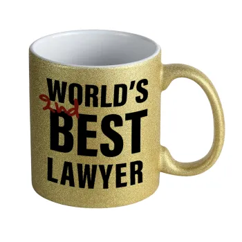 2nd, World Best Lawyer , Κούπα Χρυσή Glitter που γυαλίζει, κεραμική, 330ml