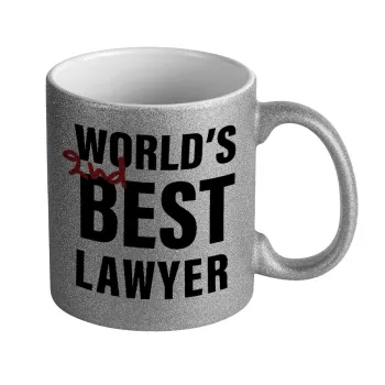 2nd, World Best Lawyer , Κούπα Ασημένια Glitter που γυαλίζει, κεραμική, 330ml