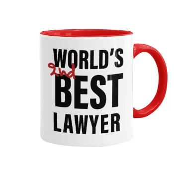 2nd, World Best Lawyer , Κούπα χρωματιστή κόκκινη, κεραμική, 330ml