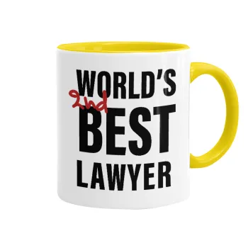 2nd, World Best Lawyer , Κούπα χρωματιστή κίτρινη, κεραμική, 330ml