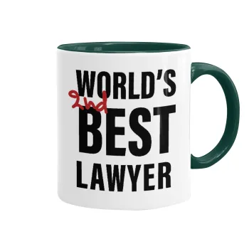 2nd, World Best Lawyer , Κούπα χρωματιστή πράσινη, κεραμική, 330ml