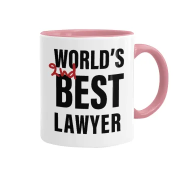 2nd, World Best Lawyer , Κούπα χρωματιστή ροζ, κεραμική, 330ml