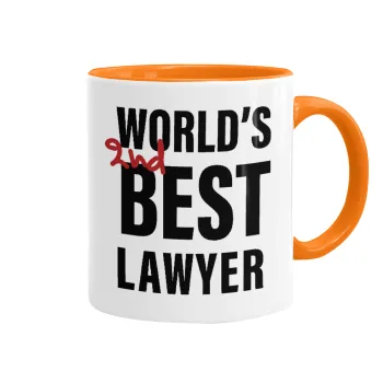 2nd, World Best Lawyer , Κούπα χρωματιστή πορτοκαλί, κεραμική, 330ml