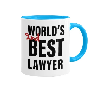 2nd, World Best Lawyer , Κούπα χρωματιστή γαλάζια, κεραμική, 330ml