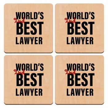2nd, World Best Lawyer , ΣΕΤ x4 Σουβέρ ξύλινα τετράγωνα plywood (9cm)