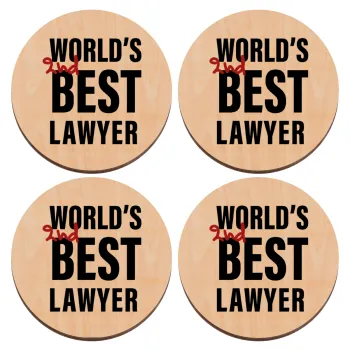 2nd, World Best Lawyer , ΣΕΤ x4 Σουβέρ ξύλινα στρογγυλά plywood (9cm)