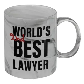 2nd, World Best Lawyer , Κούπα κεραμική, marble style (μάρμαρο), 330ml