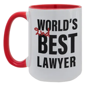 2nd, World Best Lawyer , Κούπα Mega 15oz, κεραμική Κόκκινη, 450ml