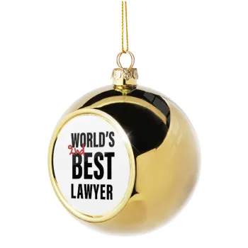 2nd, World Best Lawyer , Golden Christmas tree ball ornament 8cm